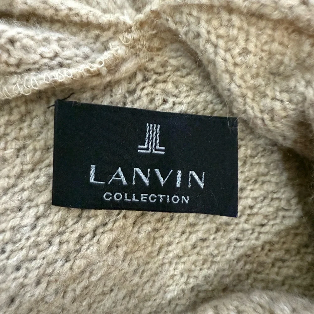 Lanvin Collection Cowl Neck Wool Cashmere Mohair Sweater Beige M/L